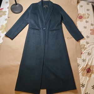 Maje Galaxie Women's Wool Blend Long Coat Dark Green - Size 36